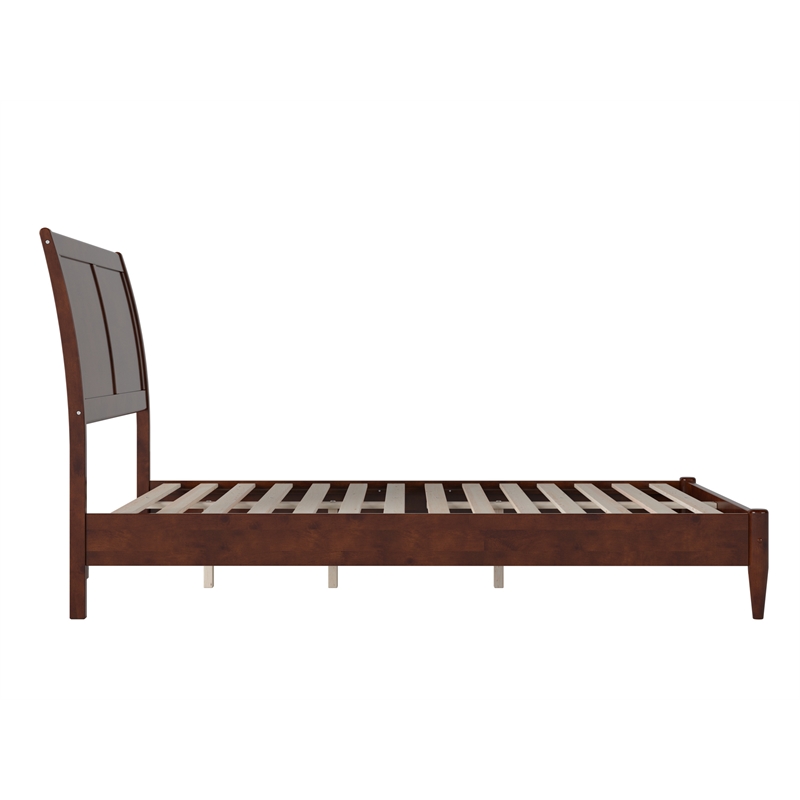 Valencia Full Solid Wood Low Profile Sleigh Platform Bed in Walnut