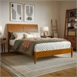 Valencia Full Solid Wood Low Profile Sleigh Platform Bed in Light Toffee