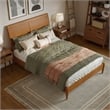 Valencia Full Solid Wood Low Profile Sleigh Platform Bed in Light Toffee