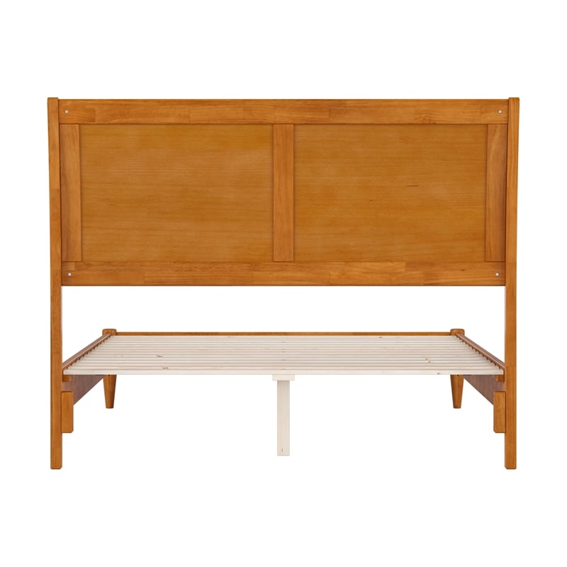 Valencia Full Solid Wood Low Profile Sleigh Platform Bed in Light Toffee