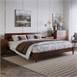 Aria King Solid Wood Modern Low Profile Platform Bed in Walnut