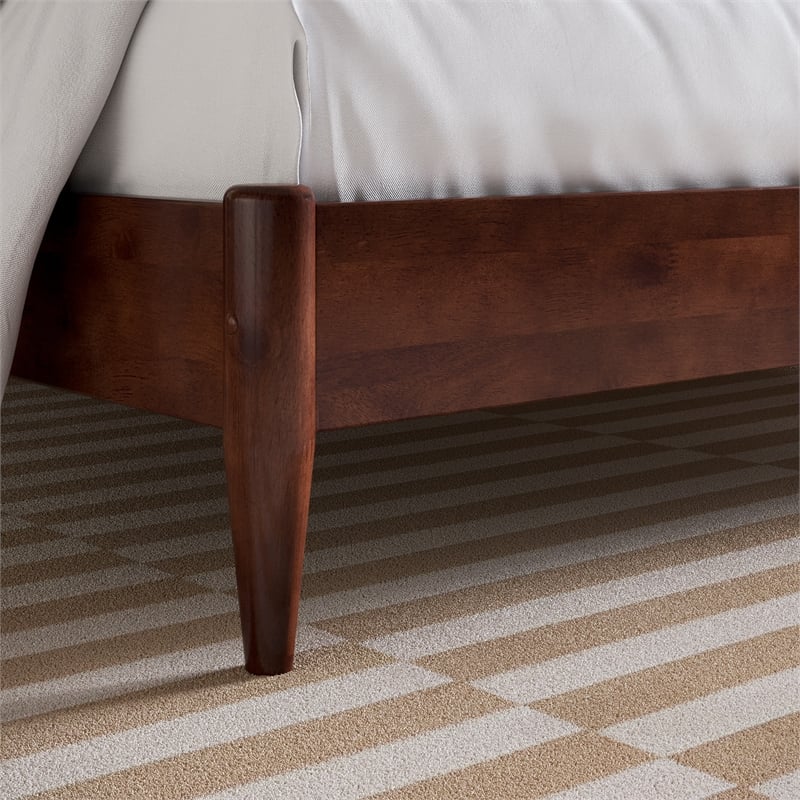 Aria King Solid Wood Modern Low Profile Platform Bed in Walnut