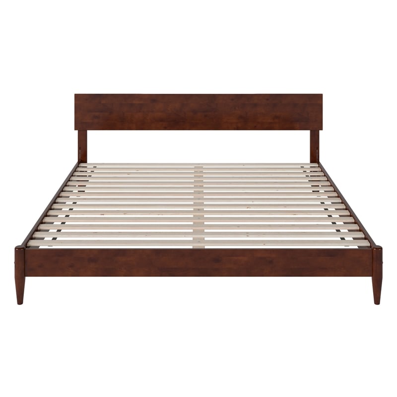 Aria King Solid Wood Modern Low Profile Platform Bed in Walnut