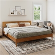 Aria King Solid Wood Modern Low Profile Platform Bed in Light Toffee
