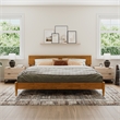 Aria King Solid Wood Modern Low Profile Platform Bed in Light Toffee