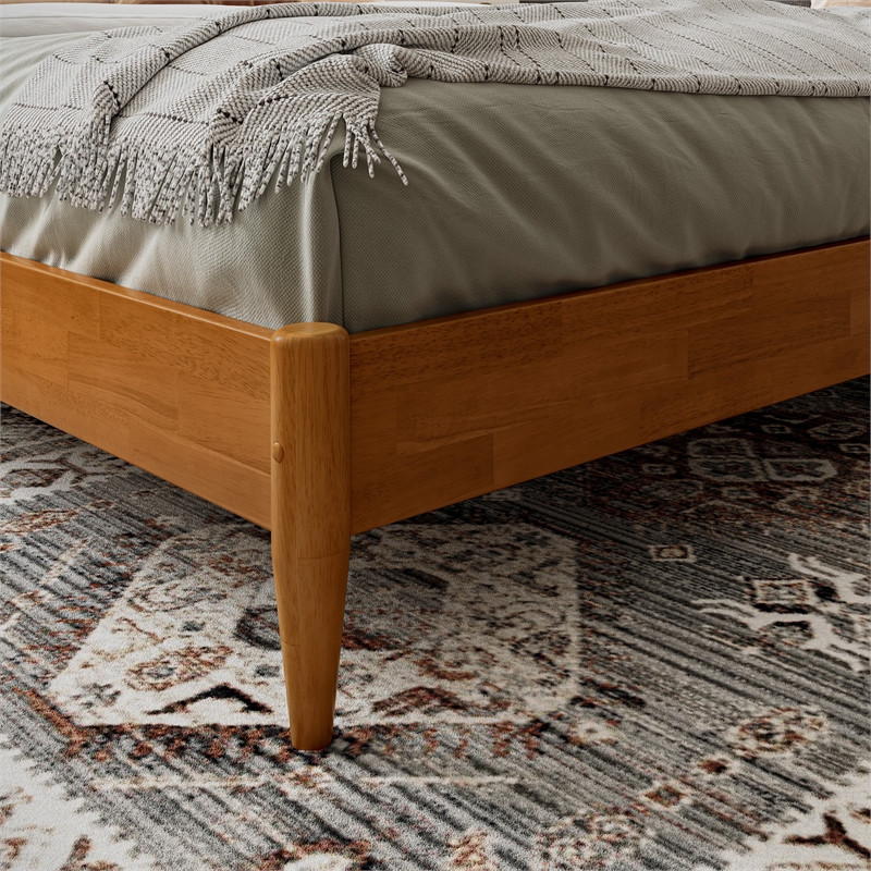 Aria King Solid Wood Modern Low Profile Platform Bed in Light Toffee