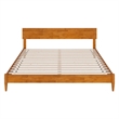 Aria King Solid Wood Modern Low Profile Platform Bed in Light Toffee