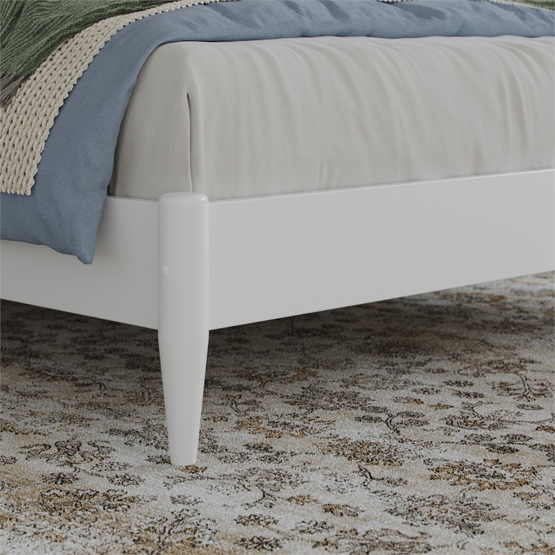 Naples Twin XL Wood Low Profile Platform Bed in White