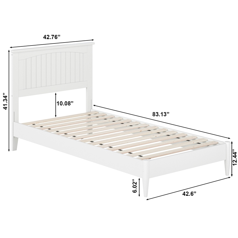 Naples Twin XL Wood Low Profile Platform Bed in White