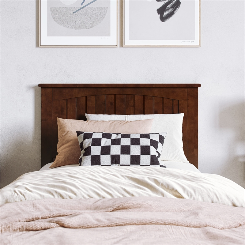 Naples Twin XL Wood Low Profile Platform Bed in Walnut