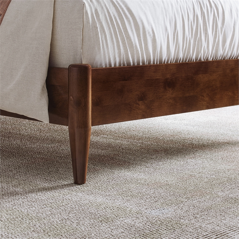 Naples Twin XL Wood Low Profile Platform Bed in Walnut