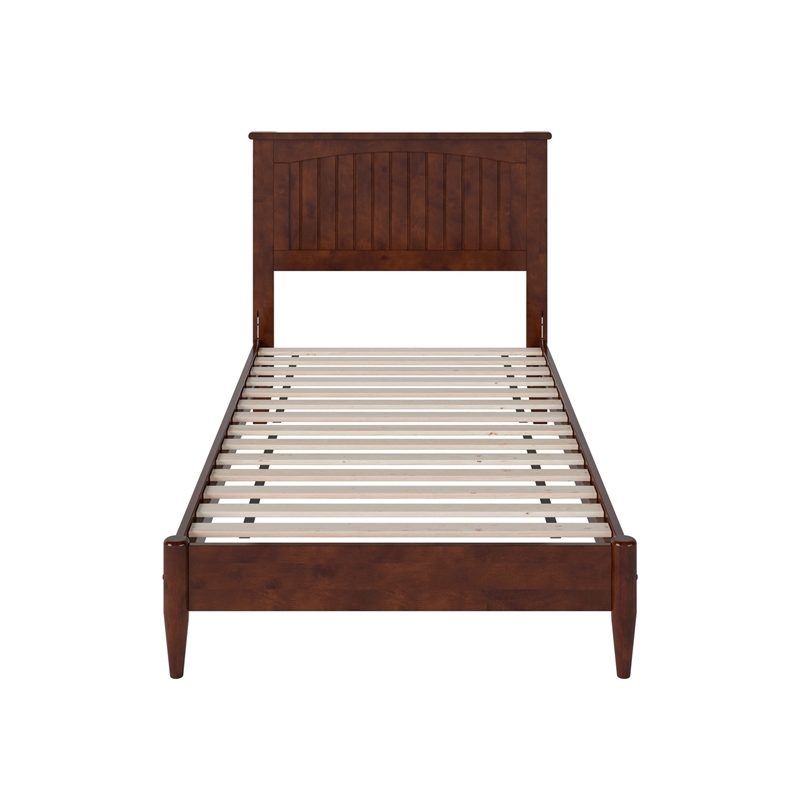 Naples Twin XL Wood Low Profile Platform Bed in Walnut