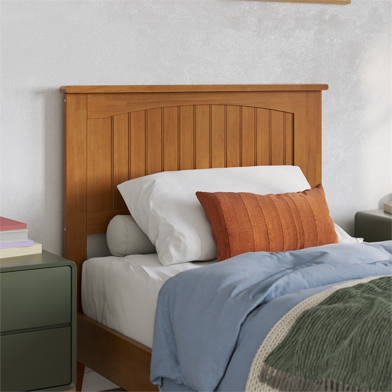 Naples Twin XL Wood Low Profile Platform Bed in Light Toffee