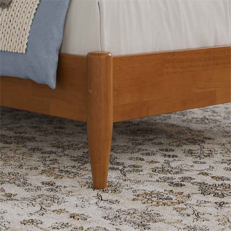 Naples Twin XL Wood Low Profile Platform Bed in Light Toffee