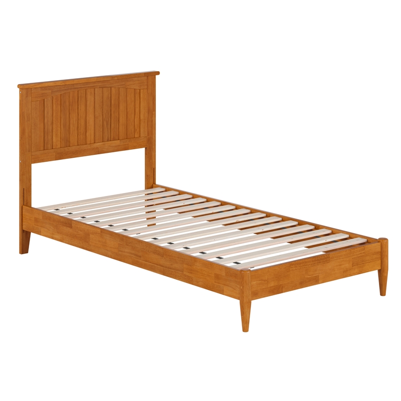 Naples Twin XL Wood Low Profile Platform Bed in Light Toffee