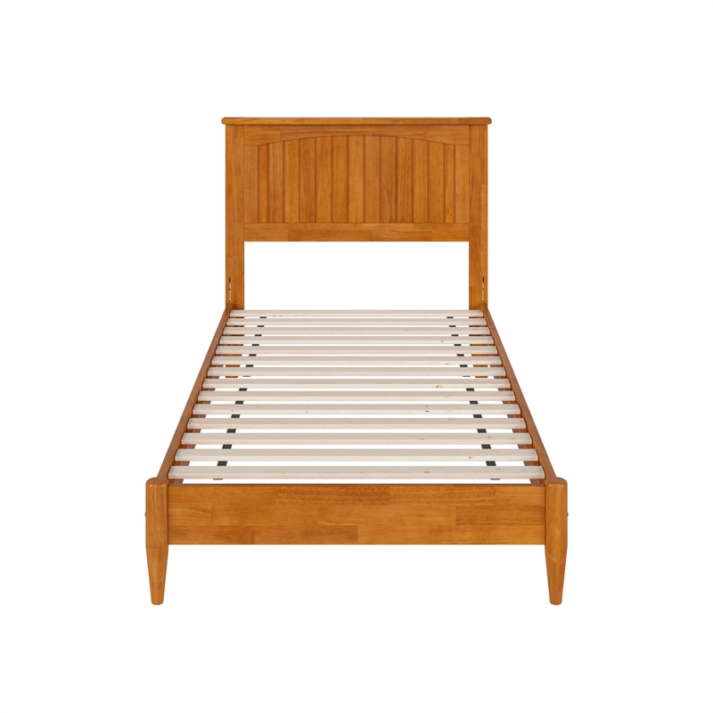 Naples Twin XL Wood Low Profile Platform Bed in Light Toffee