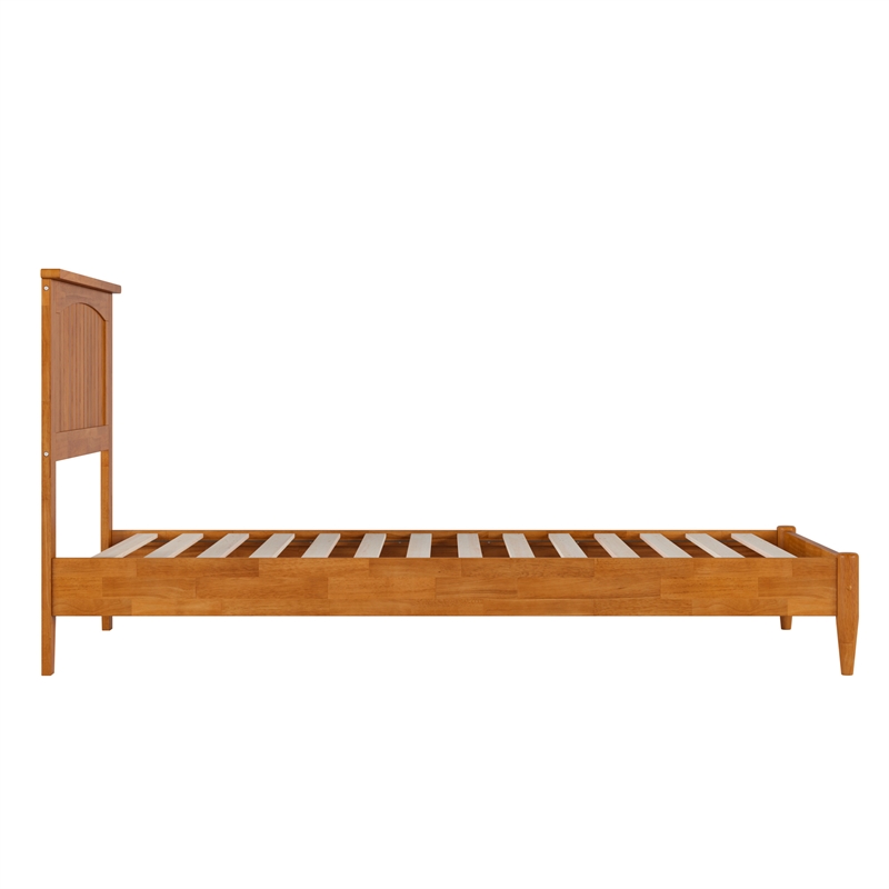 Naples Twin XL Wood Low Profile Platform Bed in Light Toffee