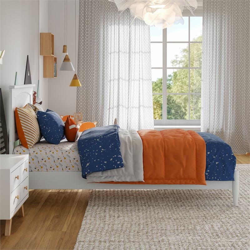 Naples Twin Wood Low Profile Platform Bed in White