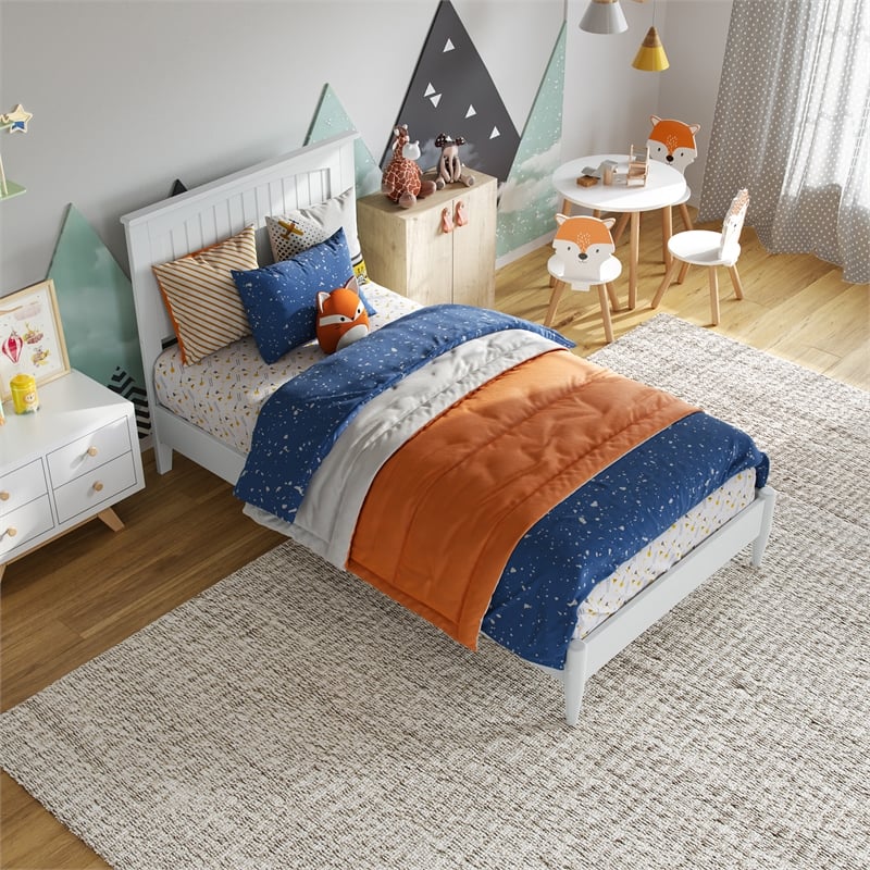 Naples Twin Wood Low Profile Platform Bed in White