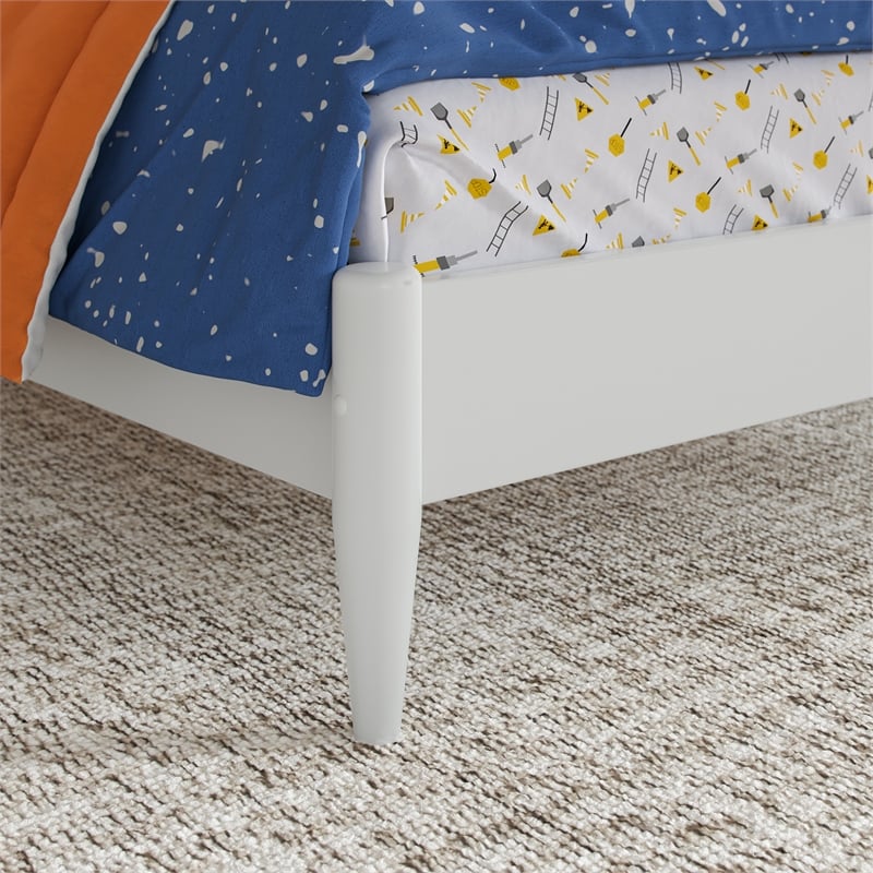 Naples Twin Wood Low Profile Platform Bed in White