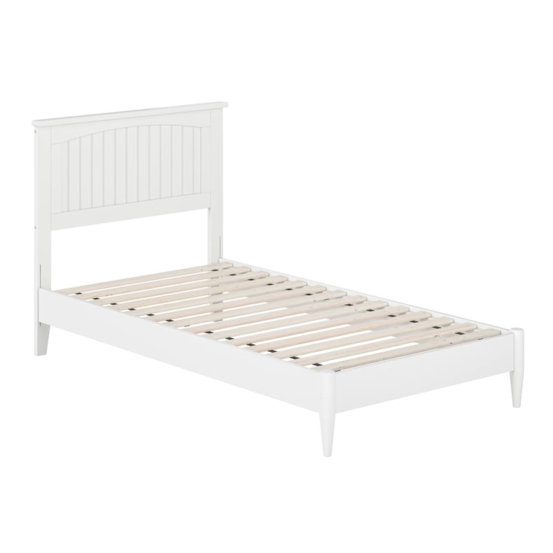 Naples Twin Wood Low Profile Platform Bed in White