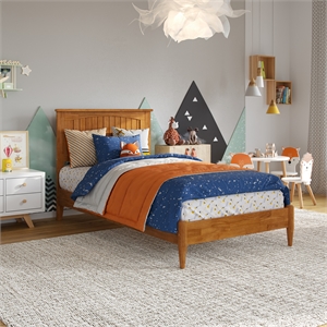 Naples Twin Wood Low Profile Platform Bed in Light Toffee