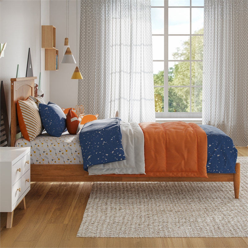 Naples Twin Wood Low Profile Platform Bed in Light Toffee