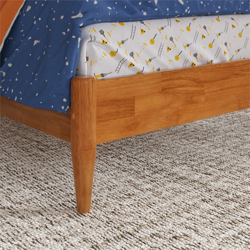 Naples Twin Wood Low Profile Platform Bed in Light Toffee