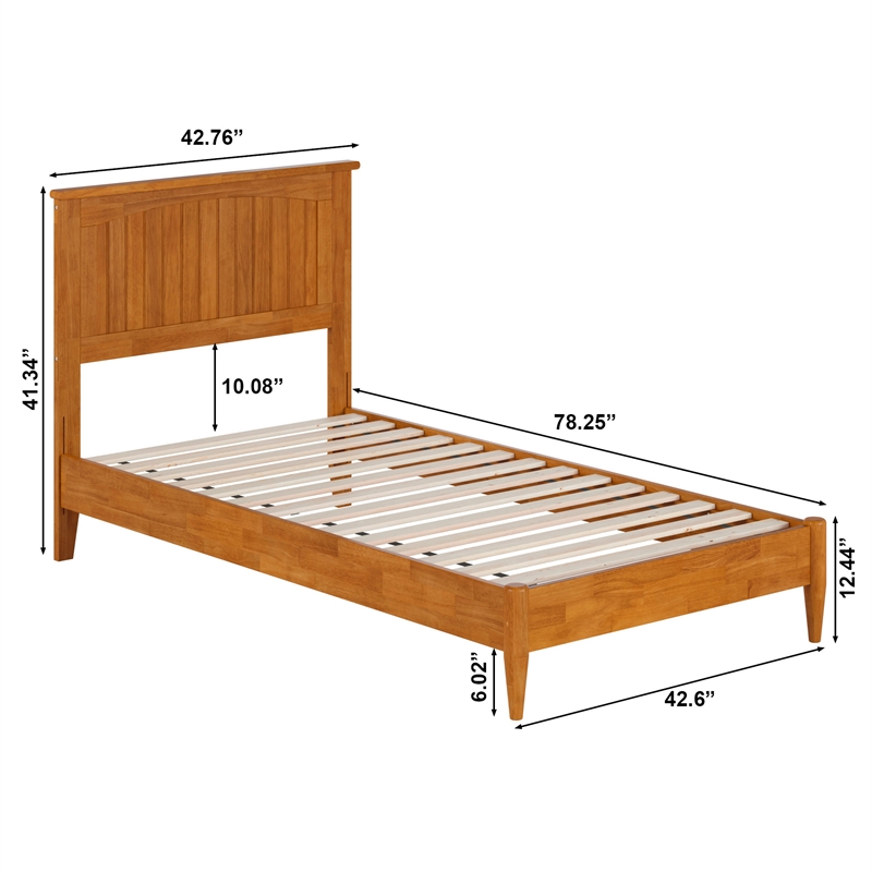 Naples Twin Wood Low Profile Platform Bed in Light Toffee