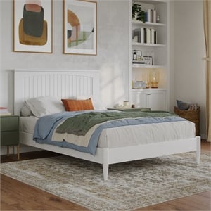 Naples Full Wood Low Profile Platform Bed in White
