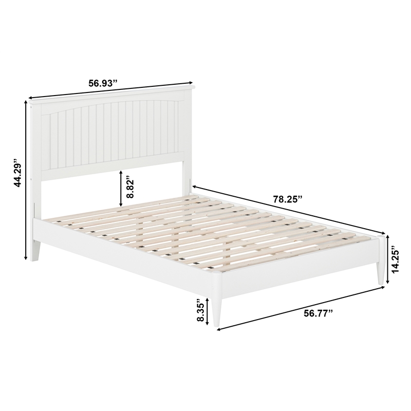 Naples Full Wood Low Profile Platform Bed in White
