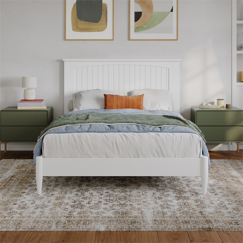 Naples Full Wood Low Profile Platform Bed in White