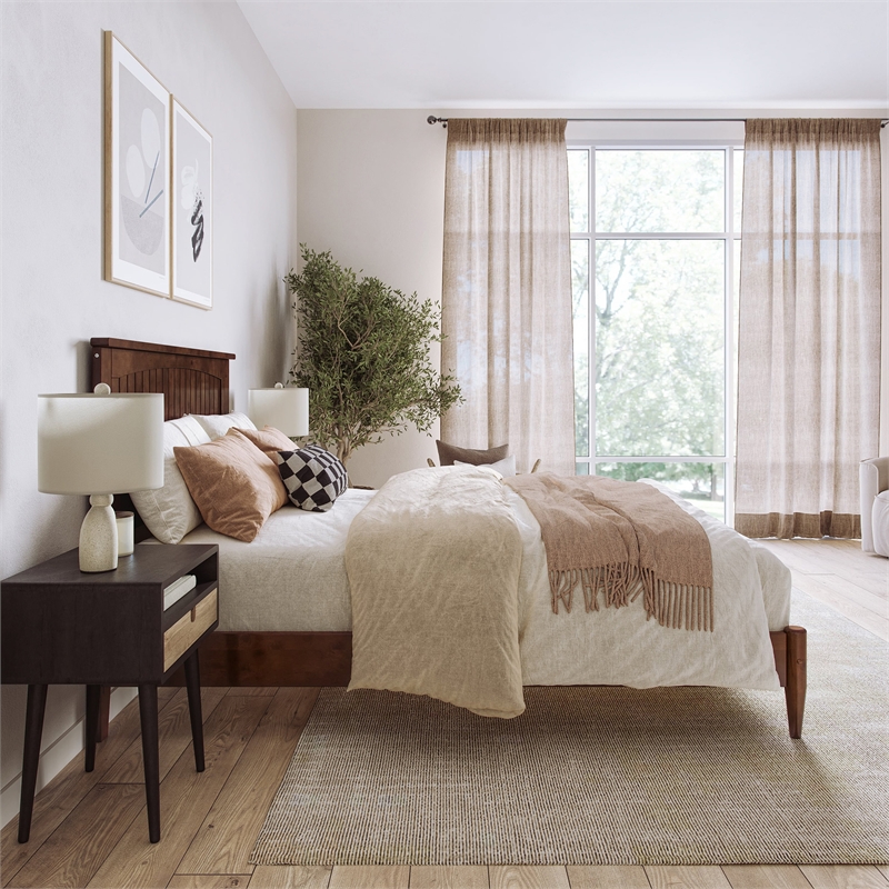 Naples Full Wood Low Profile Platform Bed in Walnut