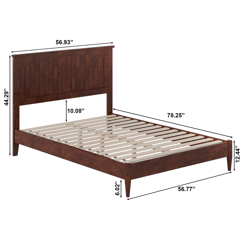 Naples Full Wood Low Profile Platform Bed in Walnut