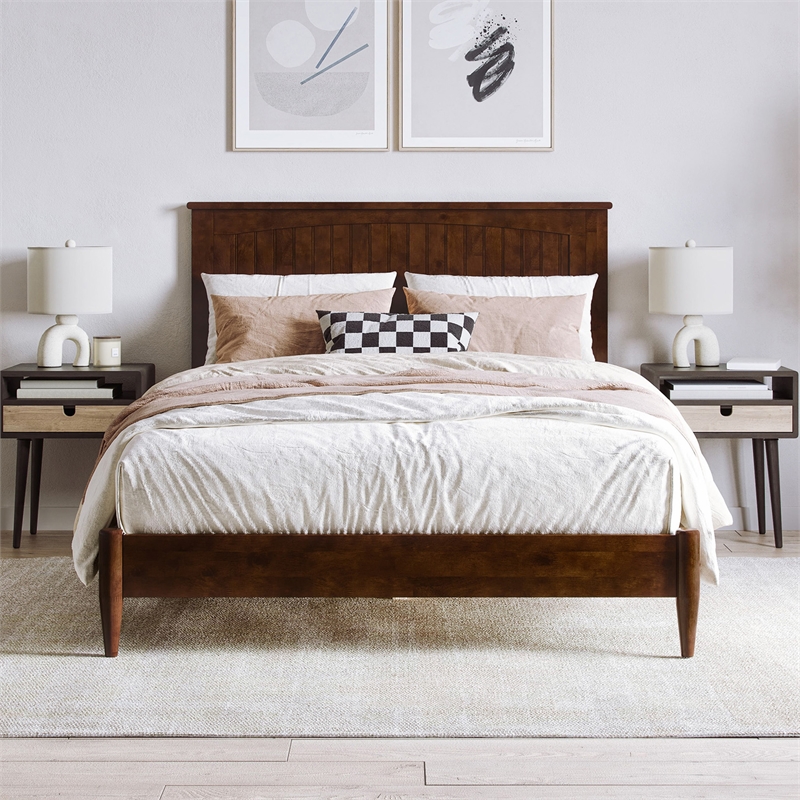 Naples Full Wood Low Profile Platform Bed in Walnut