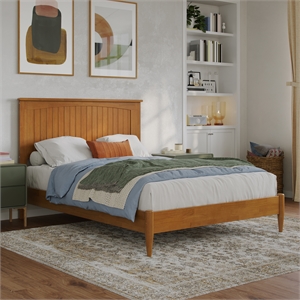 Naples Full Wood Low Profile Platform Bed in Light Toffee