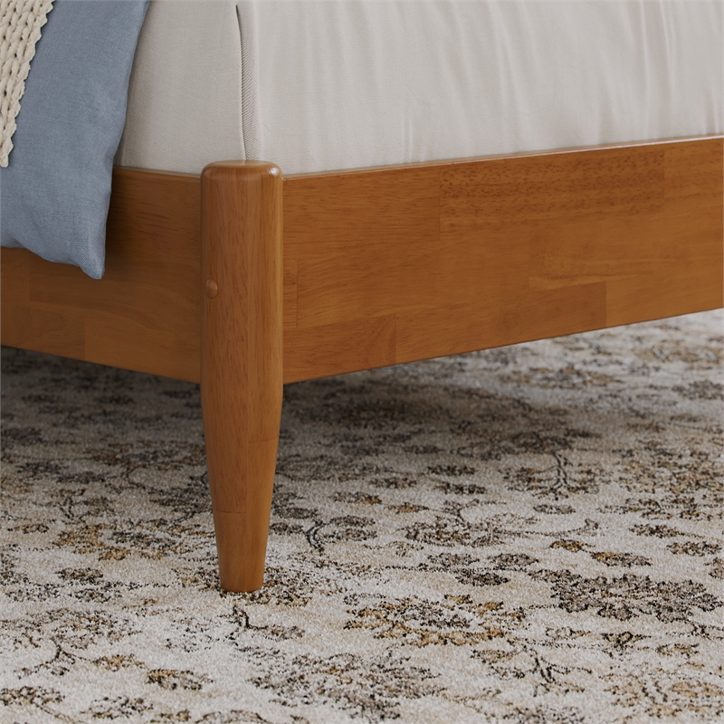 Naples Full Wood Low Profile Platform Bed in Light Toffee