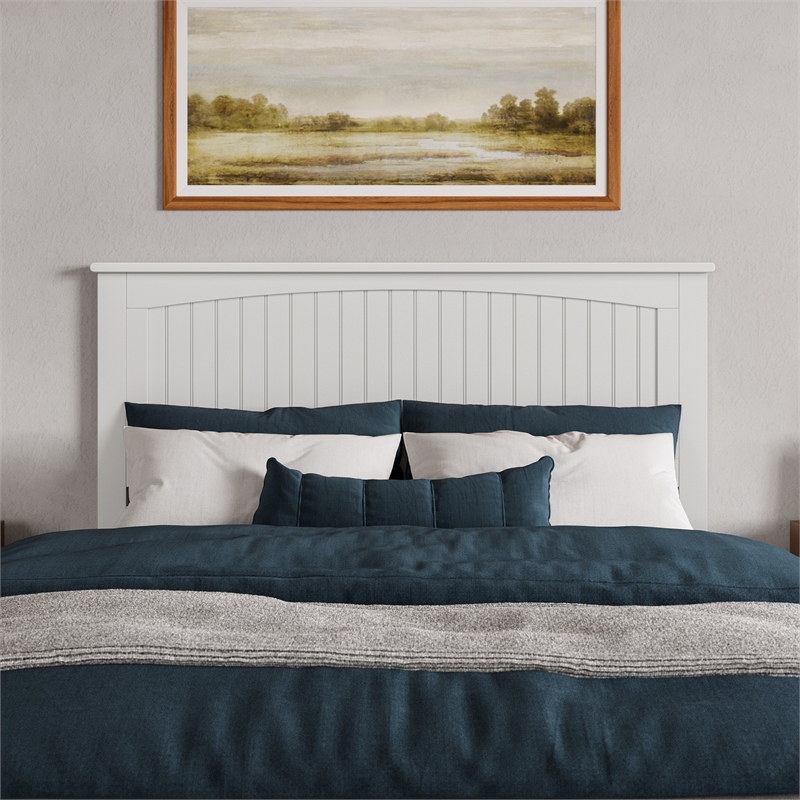 Naples Queen Wood Low Profile Platform Bed in White
