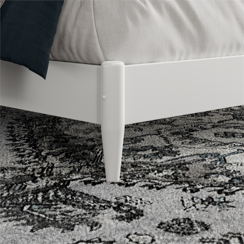 Naples Queen Wood Low Profile Platform Bed in White