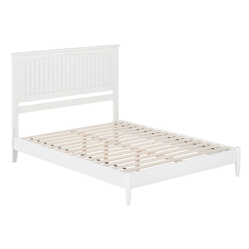 Naples Queen Wood Low Profile Platform Bed in White