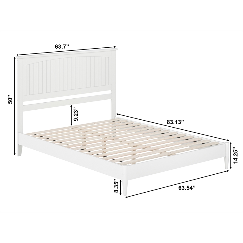 Naples Queen Wood Low Profile Platform Bed in White