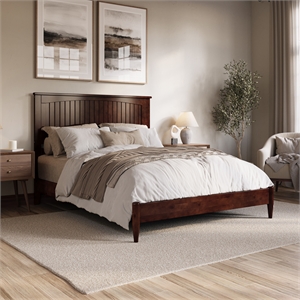 Naples Queen Wood Low Profile Platform Bed in Walnut