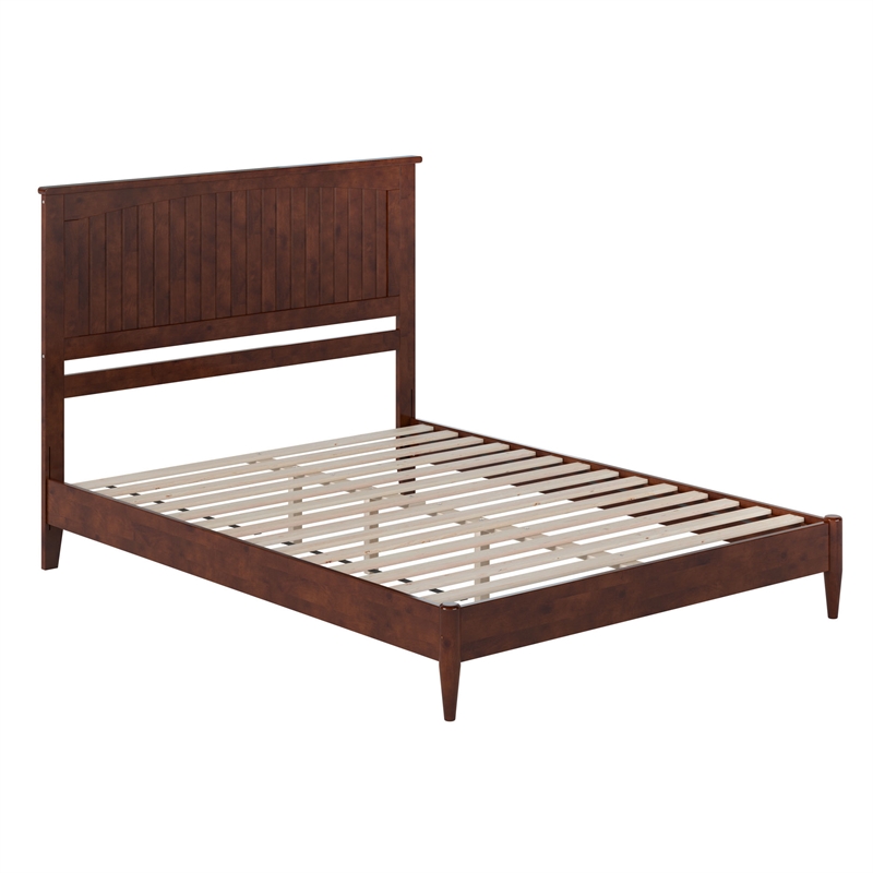 Naples Queen Wood Low Profile Platform Bed in Walnut