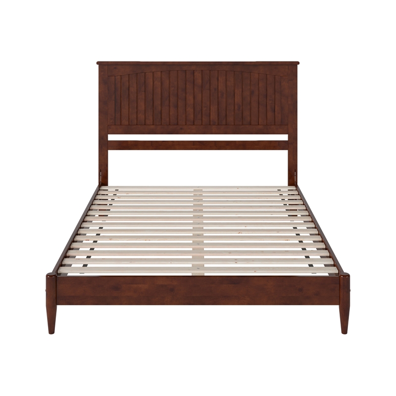 Naples Queen Wood Low Profile Platform Bed in Walnut