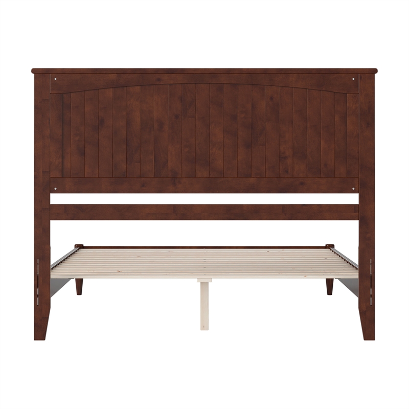 Naples Queen Wood Low Profile Platform Bed in Walnut