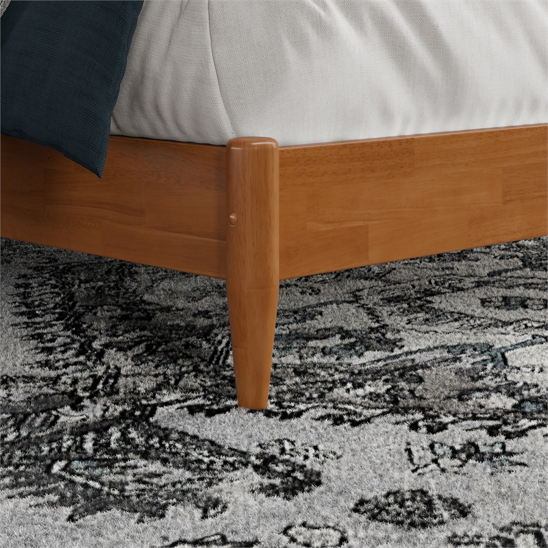 Naples Queen Wood Low Profile Platform Bed in Light Toffee