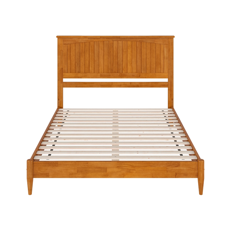 Naples Queen Wood Low Profile Platform Bed in Light Toffee