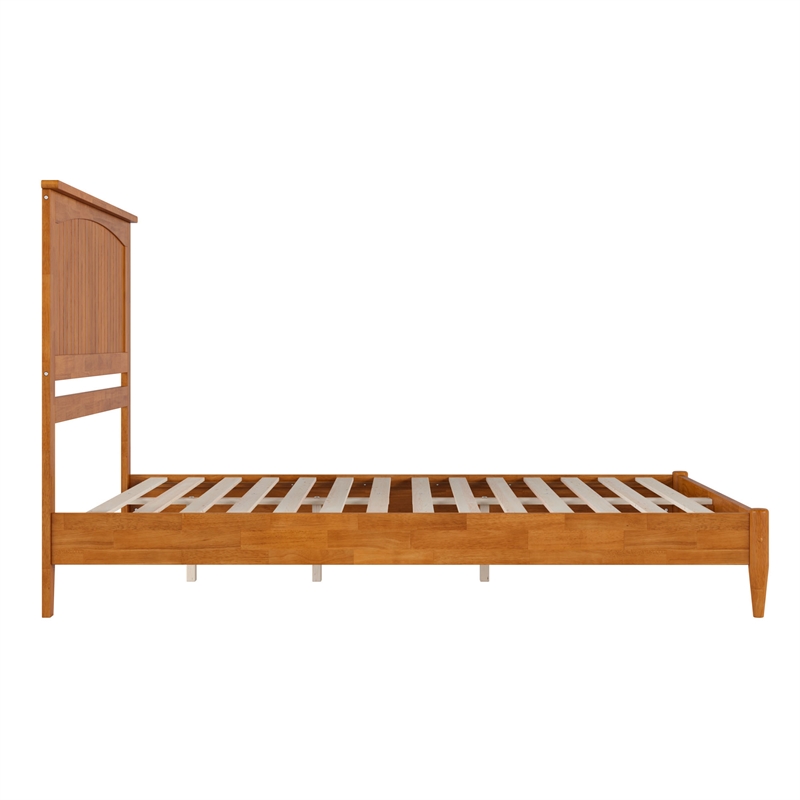 Naples Queen Wood Low Profile Platform Bed in Light Toffee