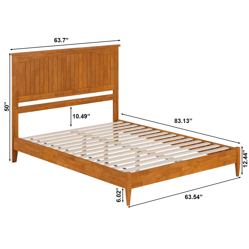 Naples Queen Wood Low Profile Platform Bed in Light Toffee