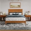 Naples Queen Wood Low Profile Platform Bed in Light Toffee